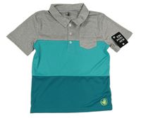 Šedo-zelené sportovní polo tričko 