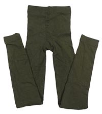 Khaki punčochové thermo legíny 