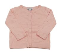 Světlerůžový propínací svetr s 3D puntíky PRIMARK