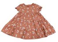 Růžové květované bavlněné šaty F&F