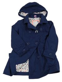 Tmavomodrý plátěný jarní kabát s kapucí Dopodopo