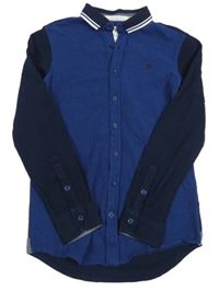 Tmavomodro-černá triková košile Jasper Conran