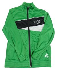 Zeleno-černo-bílá sportovní propínací mikina s číslem 