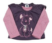 Fialové triko se psem a růžovými rukávy M&Co.