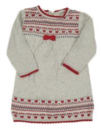 Šedo-červené pletené šaty se vzorem George