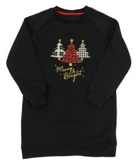 Černé teplákové šaty se stromečky