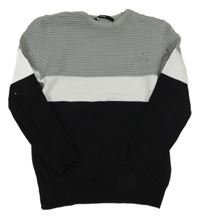 Šedo-bílo-černý svetr s žebrováním George