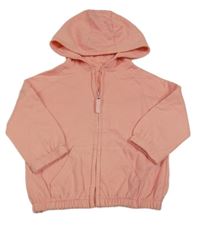 Korálová oversize propínací mikina s kapucí E-vie angel