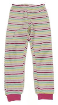 Bílo-barevné pruhované chlupaté pyžamové kalhoty kids