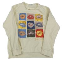 Světlebéžová mikina s rty Name it