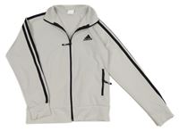 Bílá sportovní propínací mikina s černými pruhy a logem - Adidas 