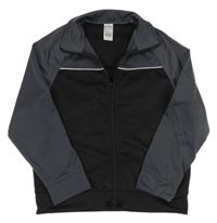 Tmavošedo-černá sportovní propínací mikina Decathlon