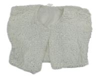 Bílé kožešinové podšité bolerko s flitry 