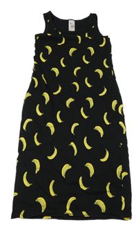 Černé bavlněné elastické šaty s banány C&A