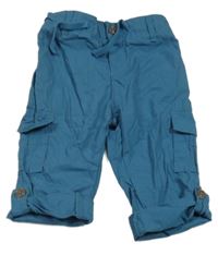 Modré plátěné rolovací kalhoty 