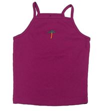Tmavorůžový žebrovaný crop top s palmami George 