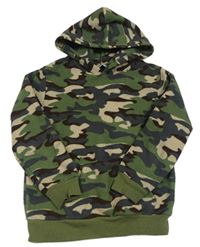Khaki-béžovo-hnědá army fleecová mikina s kapucí Kangaroo Poo