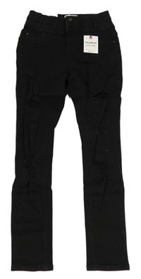 Černé skinny rifle s dírami New Look 