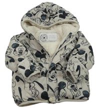 Béžová šusťáková zimní bunda s Mickeym a kapucí George