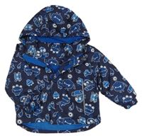 Tmavomodrá šusťáková zimní bunda s příšerkami a kapucí Lupilu