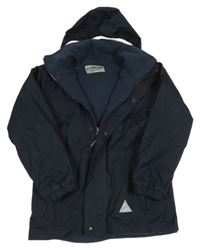 Tmavomodrá šusťáková zateplená bunda s kapucí Result 