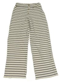 Smetanovo-černé pruhované žebrované kalhoty Zara