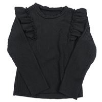 Černé vzorované triko s volánky 