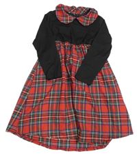 Černo-barevné kostkované šaty s límečkem 