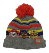 Šedá pletená čepice s proužky a Paw Patrol 