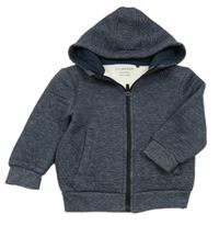 Tmavomodrá melírovaná propínací mikina s kapucí Primark