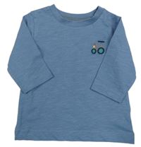 Modrošedé triko s traktorem Next