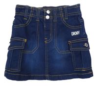 Tmavomodrá riflová cargo sukně s logem DKNY