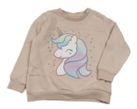 Světlerůžová mikina s jednorožcem a flitry George 