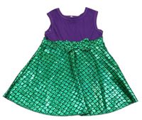 Fialovo-zelené vzorované šaty s mašlí Shein 