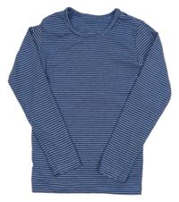 Modro-tmavomodré proužkované triko 