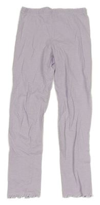 Lila-bílé pruhované legíny 