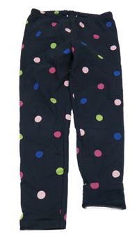Tmavomodré zateplené legíny s puntíky Famy