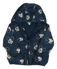 Tmavomodrá šusťáková jarní bunda s Mickeym a kapucí Disney