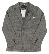 Nové - Tmavomodro-barevné kostkované společenské sako 