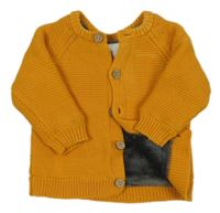 Okrový propínací zateplený svetr Topomini