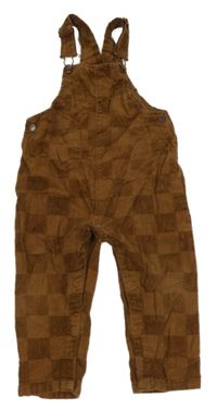 Béžovo-hnědé kostkované manšestrové laclové kalhoty Next