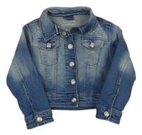 Modrá riflová crop bunda a výšivkou C&A