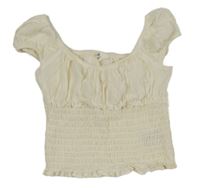 Smetanová žabičková crop halenka H&M