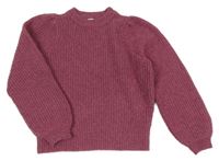 Růžový žebrovaný crop svetr Yigga