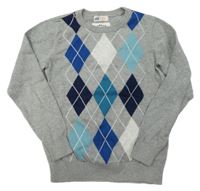 Šedý károvaný svetr H&M