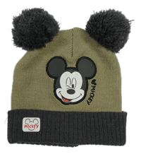 Béžovo-šedá pletená žebrovaná čepice s Mickeym Primark