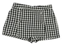 Černo-bílé kostkované sukňové kraťasy s gombíky RIVER ISLAND