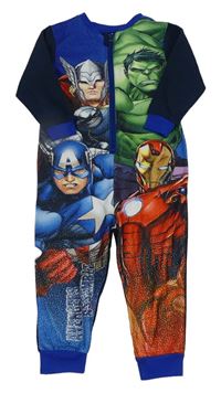 Tmavomodro-barevno-safírový fleecový overal s Avengers MARVEL