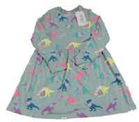 Nové - světlešedomodré šaty s dinosaury M&S