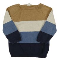 Hnědo-světlešedo-modro-tmavomodrý svetr H&M